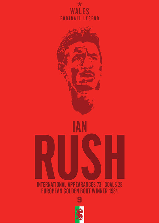 Ian Rush Wales Football Legend Iconic Portrait Print