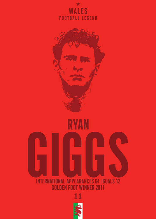 Ryan Giggs Wales Football Legend Iconic Portrait Print