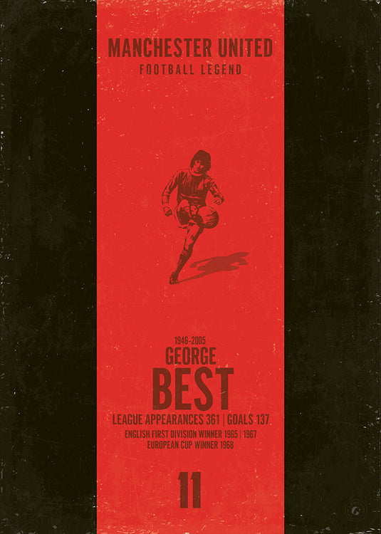George Best Manchester United Heritage Stripes Print