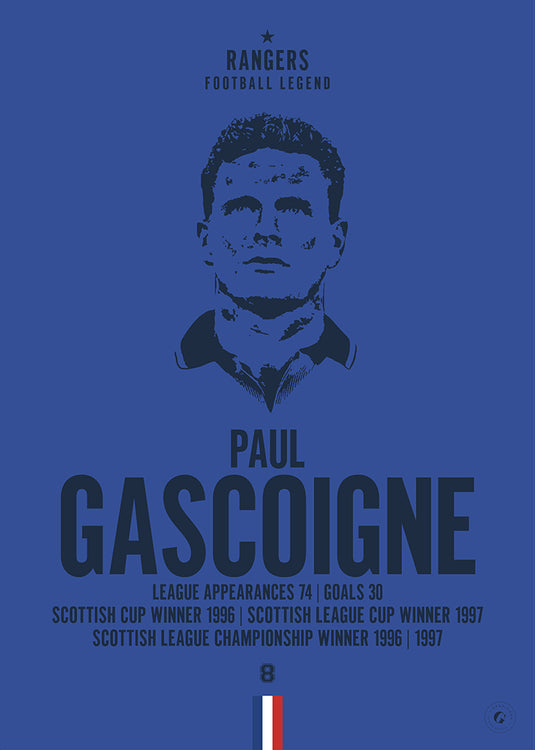 Paul Gascoigne Rangers Football Legend Iconic Portrait Print