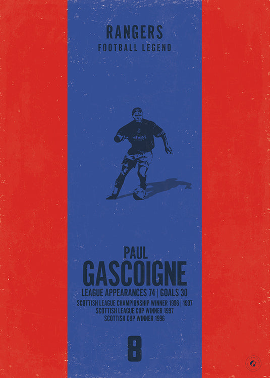 Paul Gascoigne Rangers Heritage Stripes Print