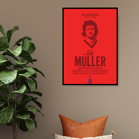 Gerd Müller Bayern München Football Legend Iconic Portrait Print