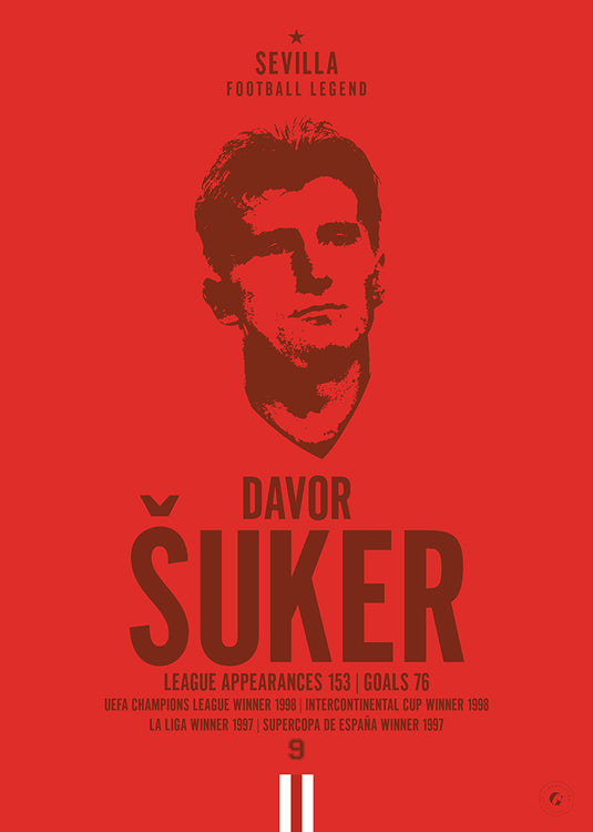Davor Suker Head Poster - Sevilla