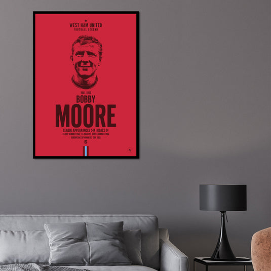 Affiche tête de Bobby Moore - West Ham United