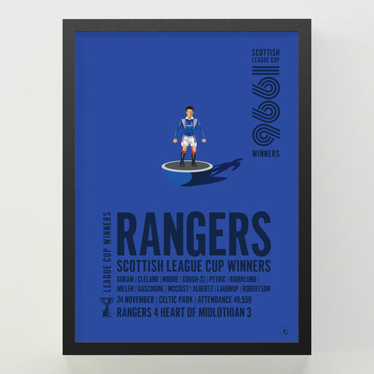 Rangers 1996 Scottish League Cup Winners Poster