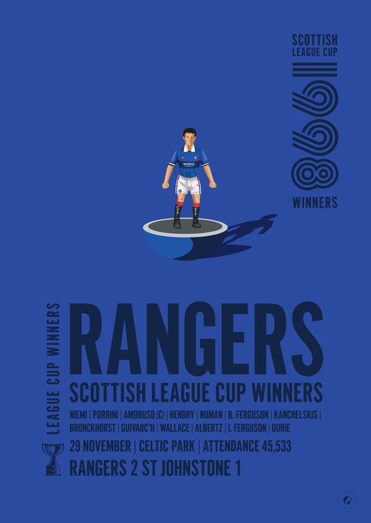 Rangers 1998 Scottish League Cup Winners Poster
