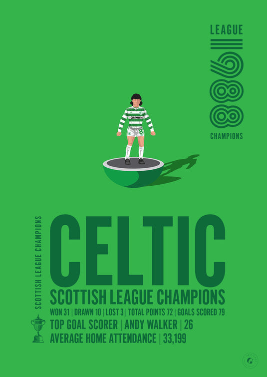 Celtic Scottish League Champions 1988 Print