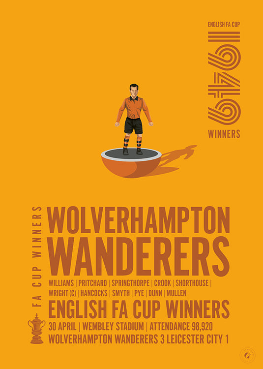 Wolverhampton Wanderers 1949 FA Cup Winners Poster