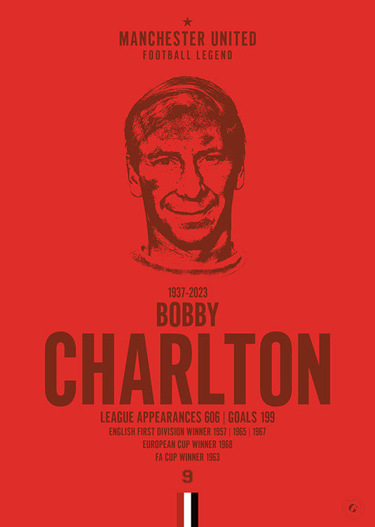 Bobby Charlton Manchester United Football Legend Iconic Portrait Print