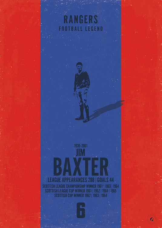 Jim Baxter Rangers Heritage Stripes Print