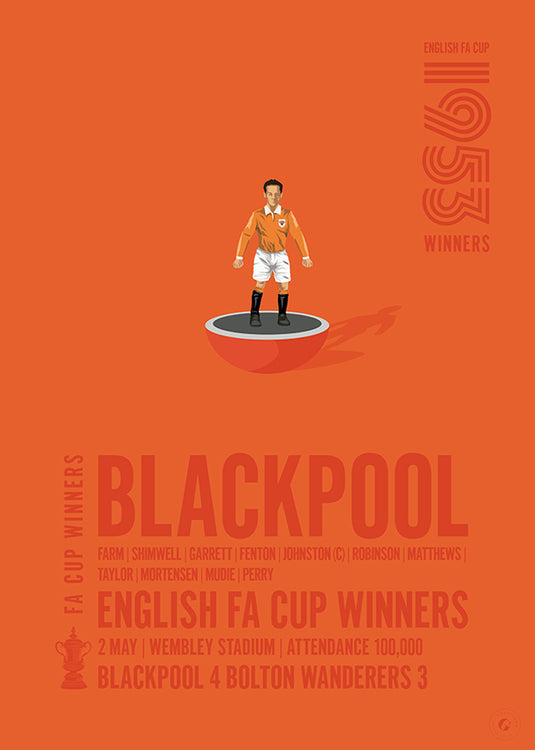 Blackpool 1953 FA Cup Winners Poster