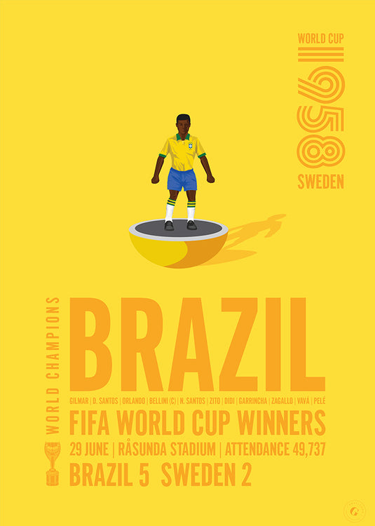 Brazil 1958 FIFA World Cup Winners Poster