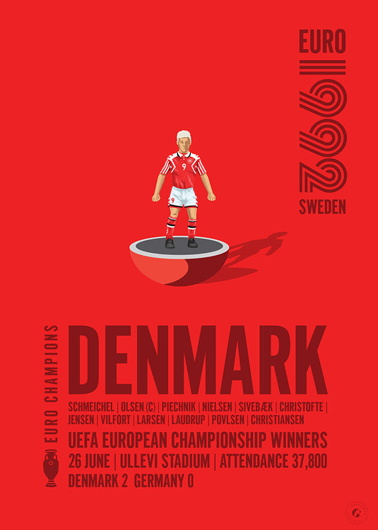 Denmark UEFA European Championship Winners 1992 Poster