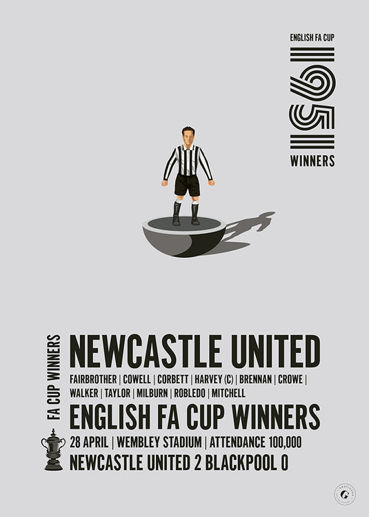 Newcastle United 1951 FA Cup Winners Poster