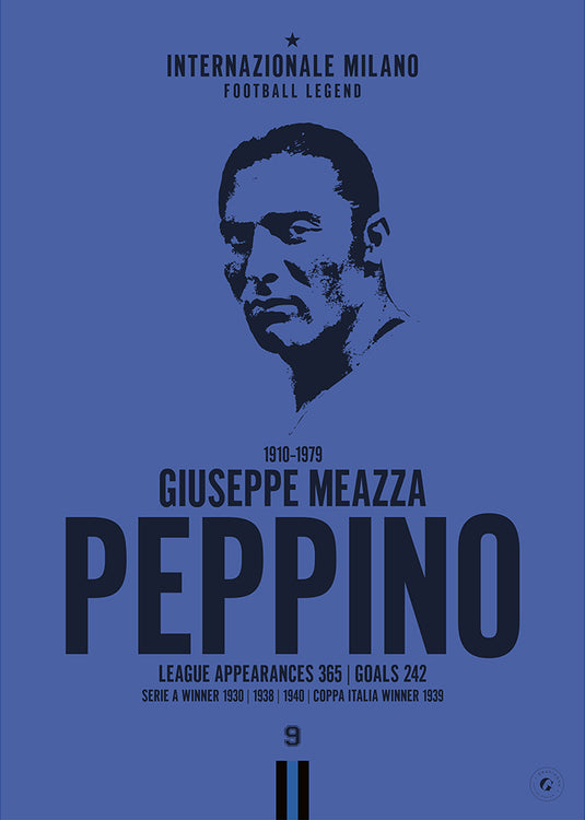 Giuseppe Meazza Head Poster - Inter Milan