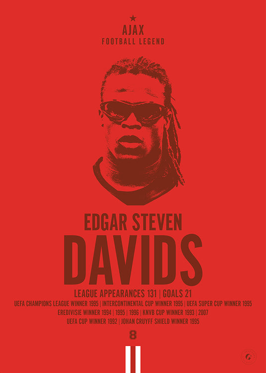 Edgar Davids Ajax Football Legend Iconic Portrait Print