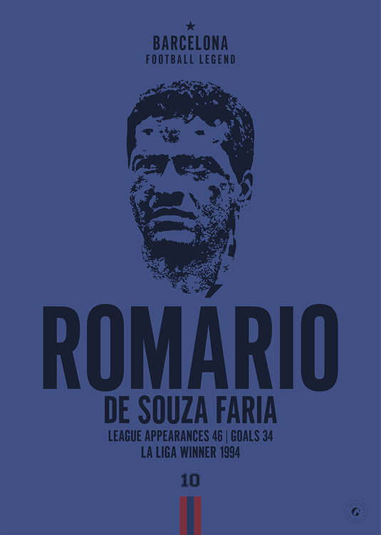 Romario Barcelona Legend Iconic Portrait Print