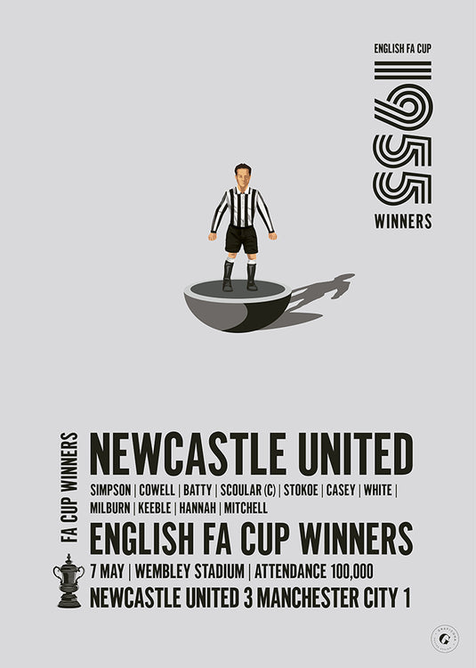 Newcastle United 1955 FA Cup Winners Poster