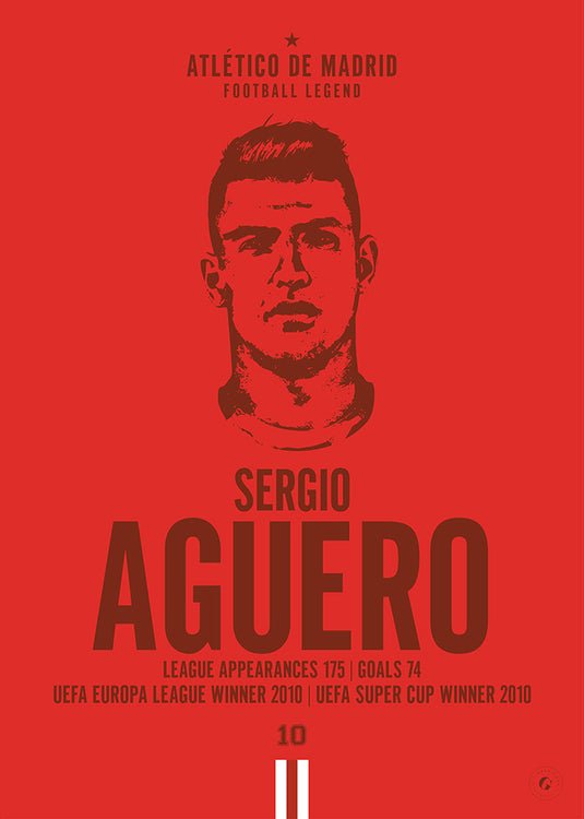 Póster Sergio Agüero Head - Atlético de Madrid