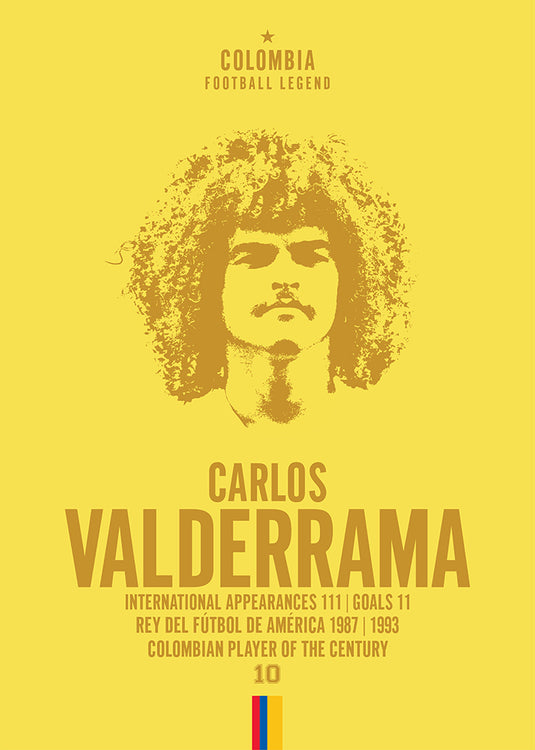 Carlos Valderrama Colombia Football Legend Iconic Portrait Print