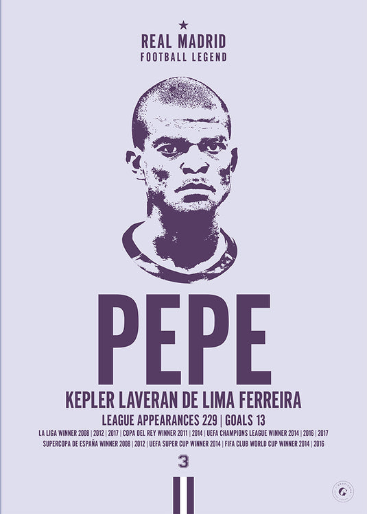 Pepe Head Poster - Real Madrid