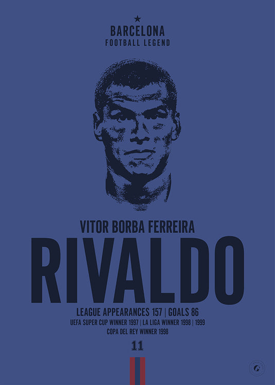 Rivaldo Barcelona Legend Iconic Portrait Print