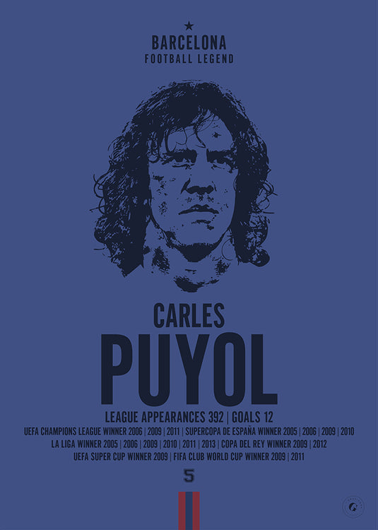 Carles Puyol Barcelona Legend Iconic Portrait Print