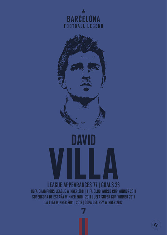 David Villa Barcelona Legend Iconic Portrait Print