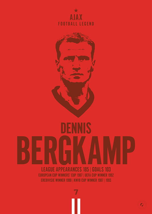 Dennis Bergkamp Ajax Football Legend Iconic Portrait Print