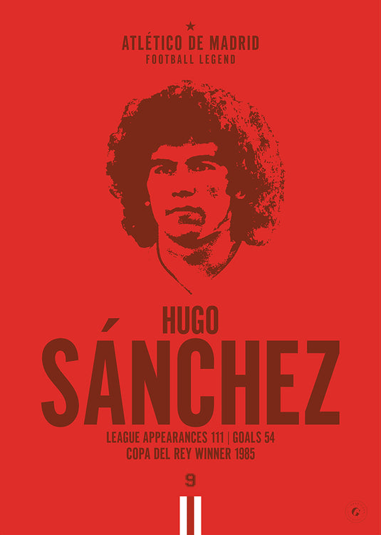 Hugo Sanchez Atletico Madrid Football Legend Iconic Portrait Print