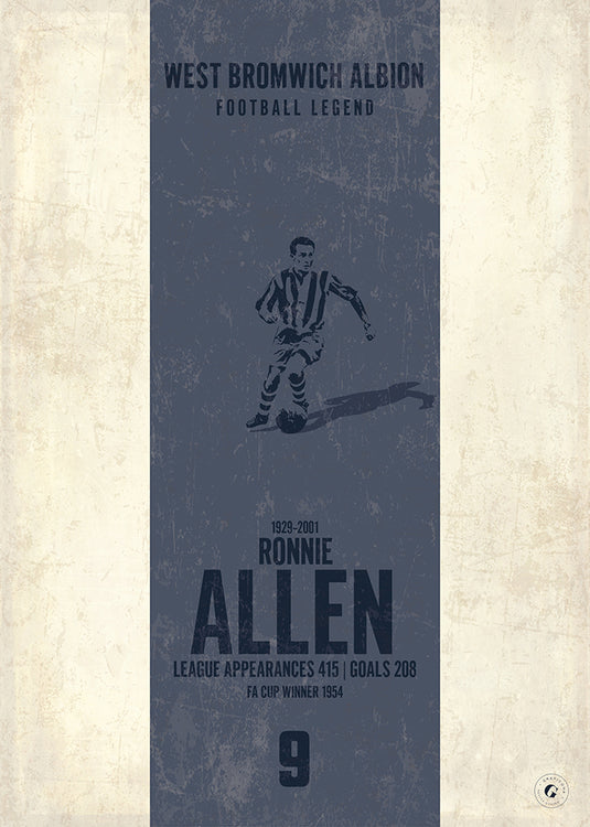 Ronnie Allen West Bromwich Albion Heritage Stripes Print