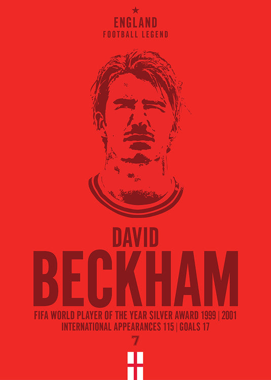 David Beckham England Football Legend Iconic Portrait Print