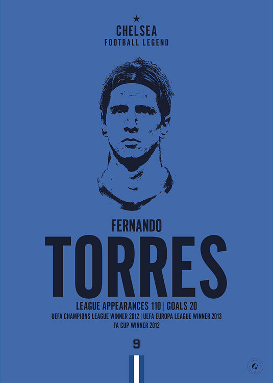 Fernando Torres Chelsea Football Legend Iconic Portrait Print