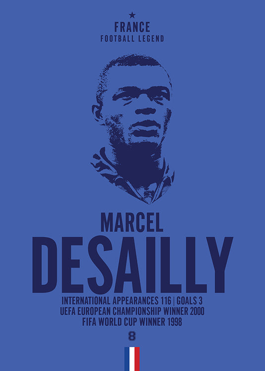 Marcel Desailly France Football Legend Iconic Portrait Print