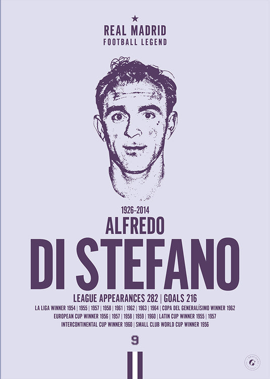 Alfredo Di Stefano Head Poster - Real Madrid