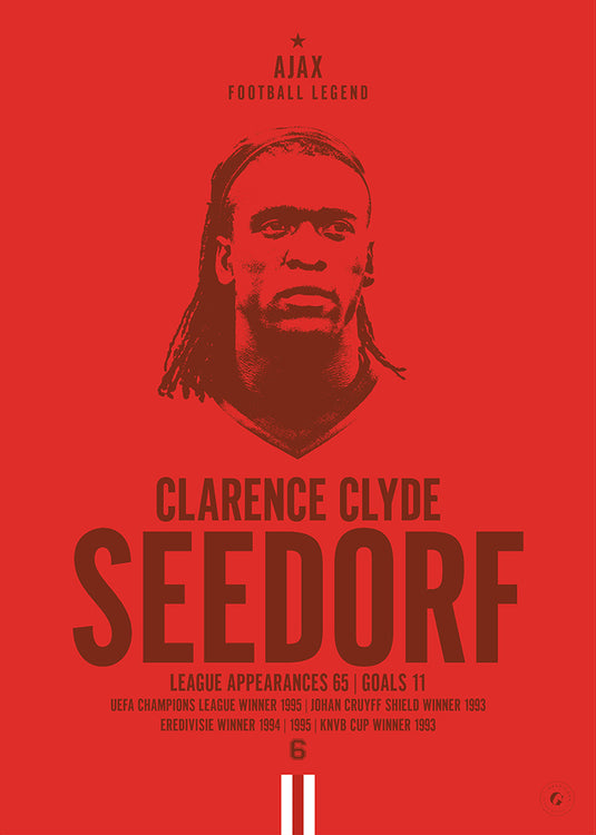 Clarence Seedorf Ajax Football Legend Iconic Portrait Print