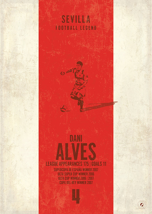 Dani Alves Sevilla Heritage Stripes Poster Print