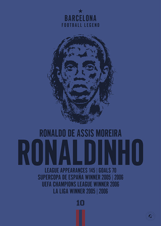 Ronaldinho Barcelona Legend Iconic Portrait Print