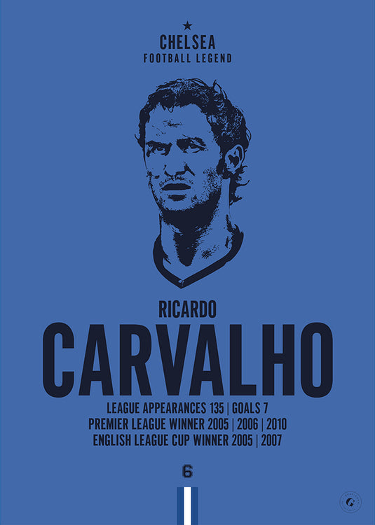 Ricardo Carvalho Chelsea Football Legend Iconic Portrait Print