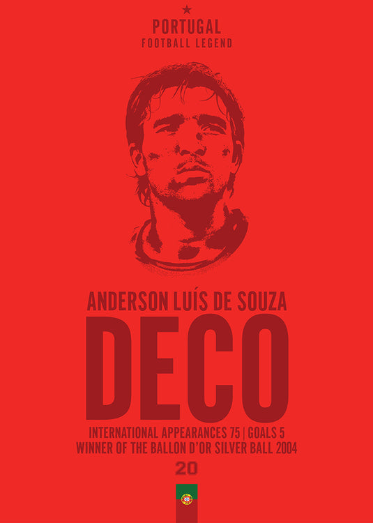 Deco Portugal Football Legend Iconic Portrait Print