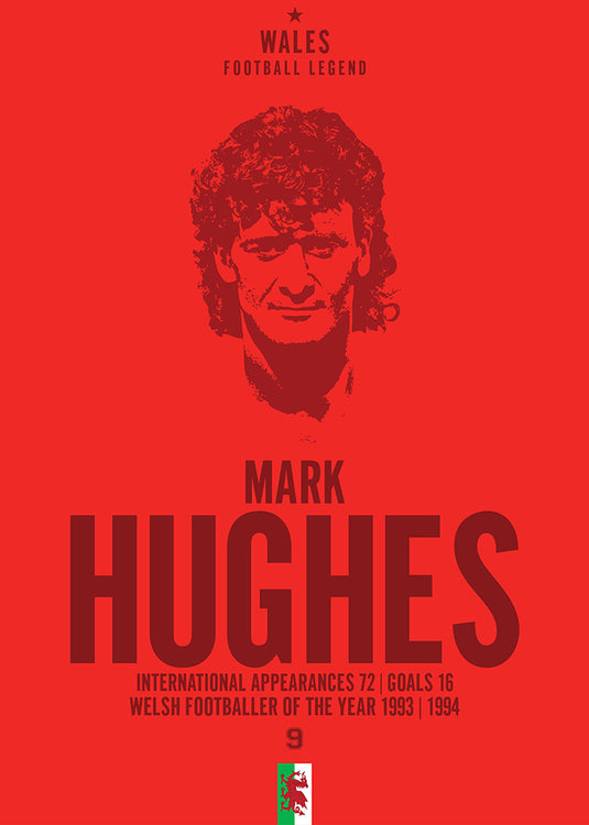 Mark Hughes Wales Football Legend Iconic Portrait Print