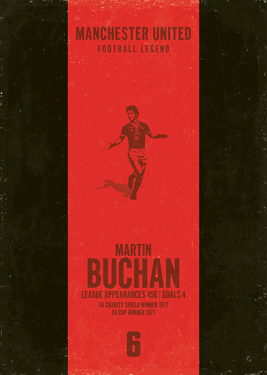 Cartel de Martin Buchan (Banda vertical) - Manchester United