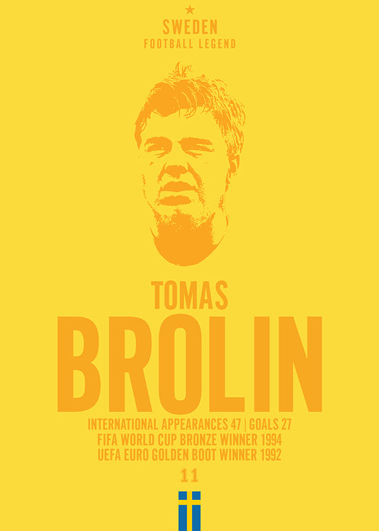 Tomas Brolin Sweden Football Legend Iconic Portrait Print