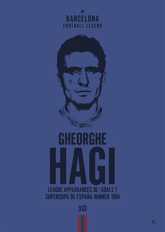 Gheorghe Hagi Barcelona Legend Iconic Portrait Print