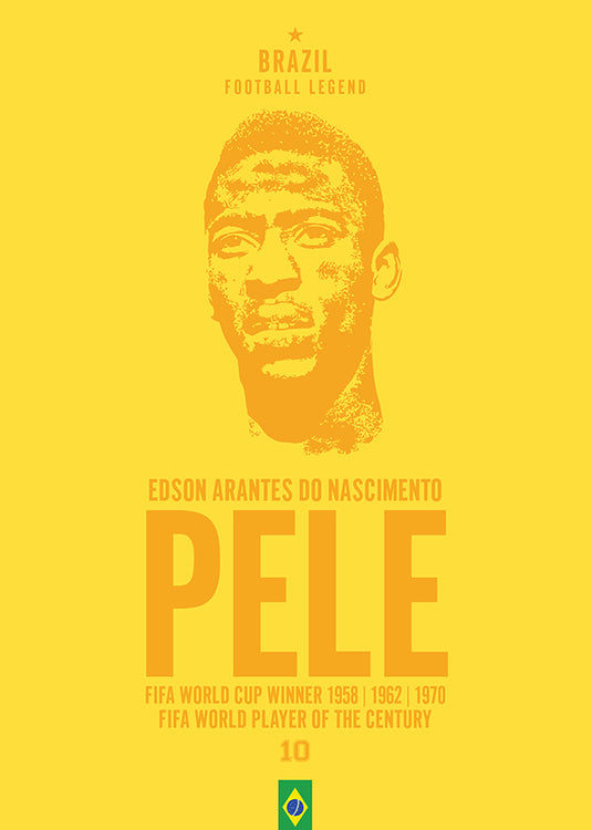 Pele Brazil Football Legend Iconic Portrait Print