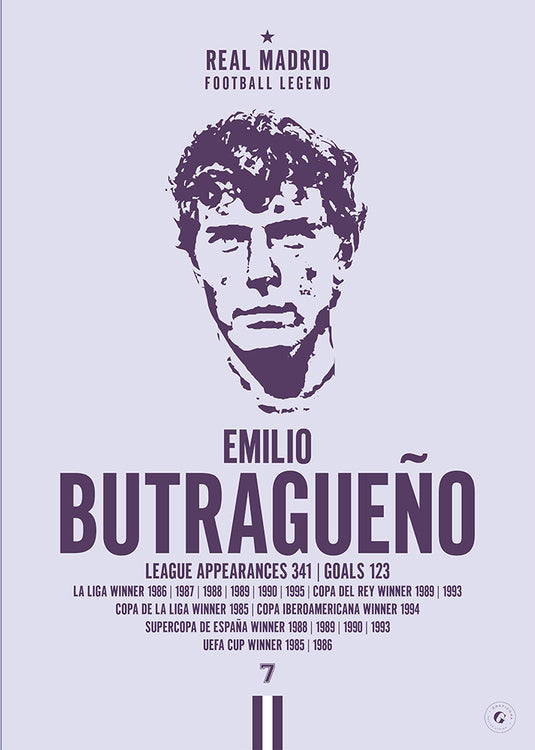 Emilio Butragueno Head Poster - Real Madrid