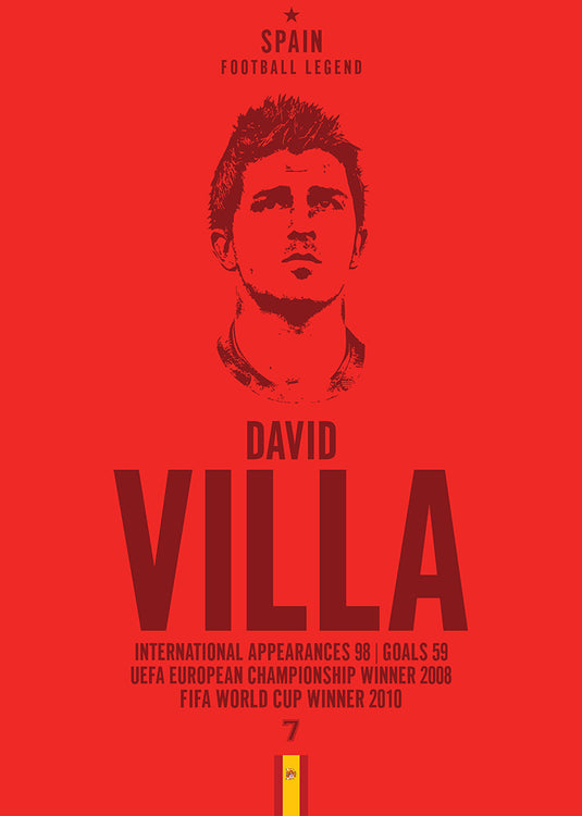 David Villa Spain Football Legend Iconic Portrait Print