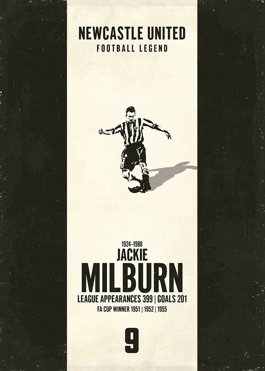 Jackie Milburn Poster (Vertical Band)