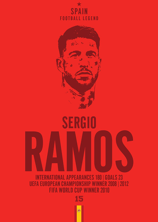 Sergio Ramos Spain Football Legend Iconic Portrait Print