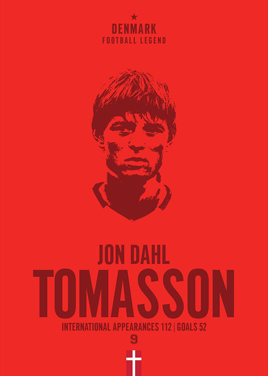 Jon Dahl Tomasson Denmark Football Legend Iconic Portrait Print